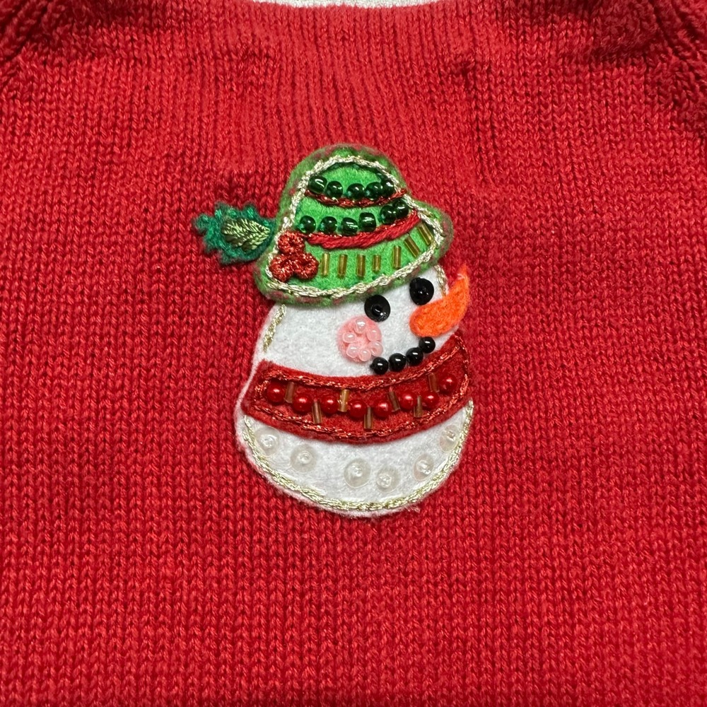 Vintage Tiara International Womens Ugly Christmas Sweater cardigan Snowman M - Picture 10 of 14